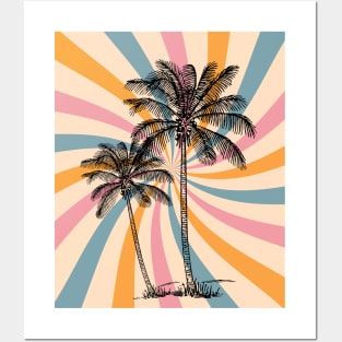 Coconut trees on vintage screen Posters and Art